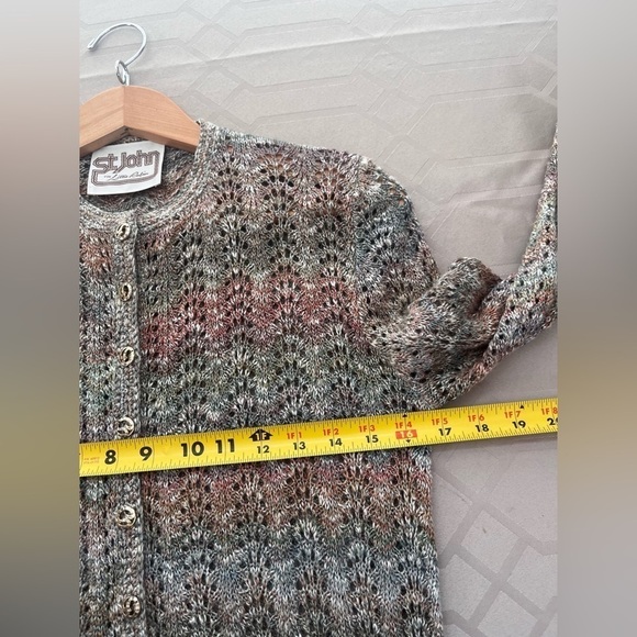 Vintage St. John for Lillie Rubin Knit Gold Buttons Cardigan Sweater Size Small - Picture 5 of 6